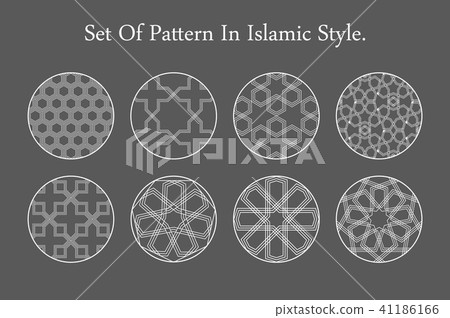 arabic Black round east ornament set. Vector  41186166