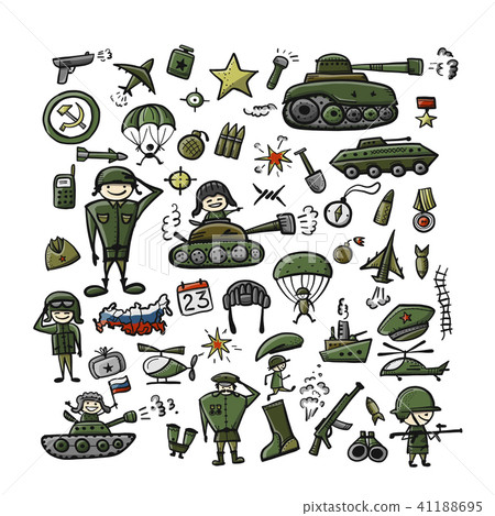 Set of military icons, sketch for your design 41188695