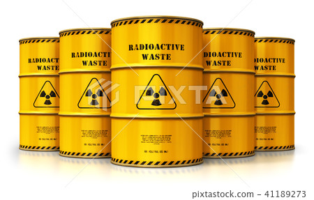 Group of drums with radioactive waste isolated 41189273