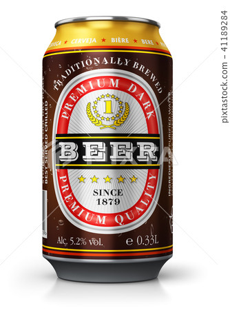 Dark beer can isolated on white background 41189284