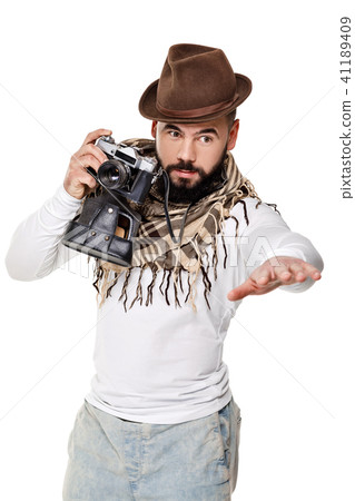 photographer with retro camera photographer with retro camera 41189409