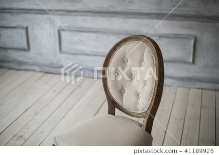 Back of vintage classical style Chair in white room Back of vintage classical style Chair in white room 41189926