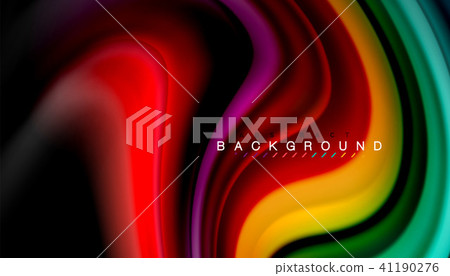 Abstract wave lines fluid rainbow style color stripes on black background 41190276