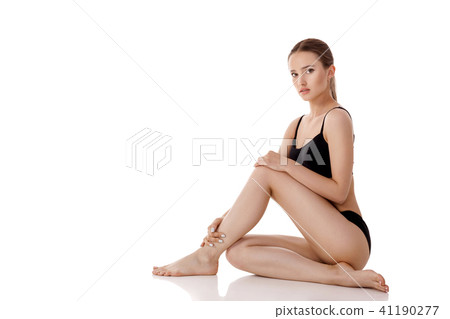 woman with perfect body in black underwear woman with perfect body in black underwear 41190277