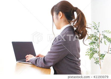 Personal computer and business woman Personal computer and business woman 41193079