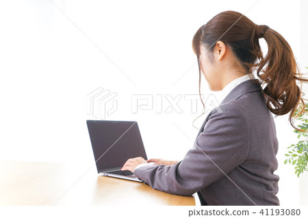 Personal computer and business woman Personal computer and business woman 41193080