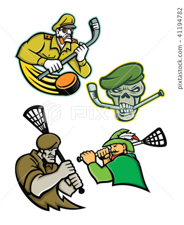 Military Warriors Lacrosse and Ice Hockey Mascot 41194782