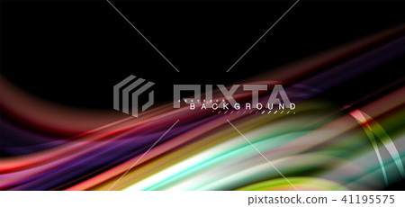 Multicolored wave lines on black background design 41195575