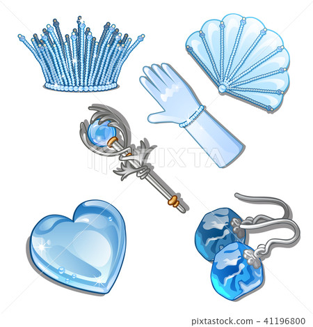 The set of items and stylish decorations of ice isolated on a white background. Vector illustration. 41196800