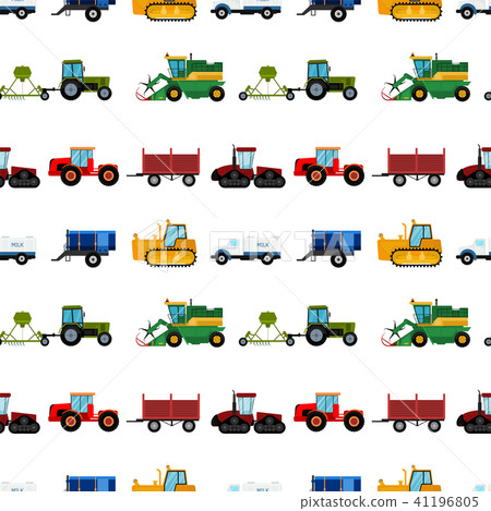 Agriculture industrial farm equipment seamless pattern background machinery tractors combines and 41196805