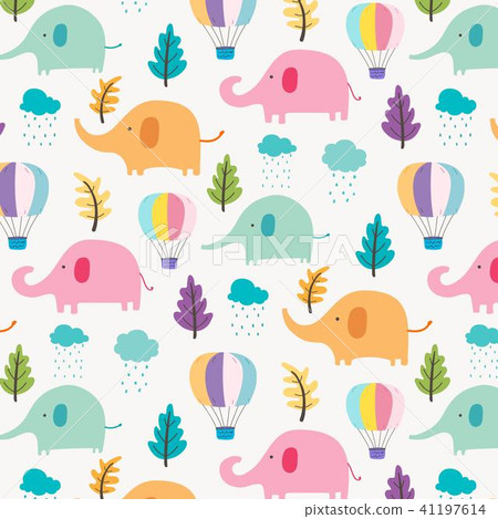 Cute Elephant Pattern Background For Kids.  41197614