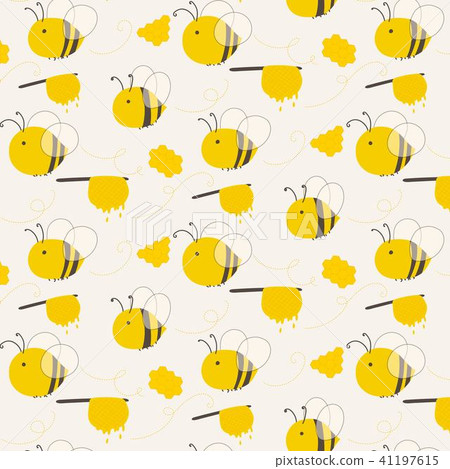 Cute Bee Pattern Background. Vector Illustration. 41197615