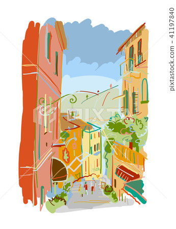 Old european street, sketch for your design Old european street, sketch for your design 41197840
