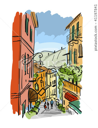 Old european street, sketch for your design 41197841