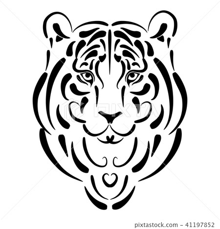Tiger stylized silhouette, symbol 2010 year 41197852