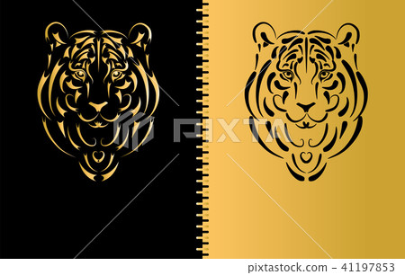 Tiger stylized silhouette, symbol 2010 year 41197853