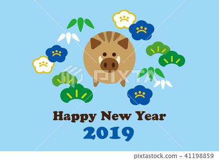 2019 New Year's card blue 41198859