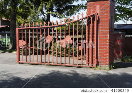 The front gate of Hirosaki Gakuin sacred middle school high school in spring 41200249