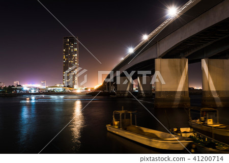 Night view of Ras al Khaimah creek in UAE 41200714