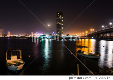 Night view of Ras al Khaimah creek in UAE 41200716
