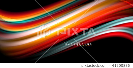 Multicolored wave lines on black background design 41200886