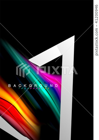 Liquid fluid colors holographic design with metallic style line shape 41200946