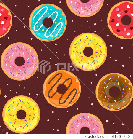 seamless pattern with tasty doughnuts - Stock Illustration [41201760 ...