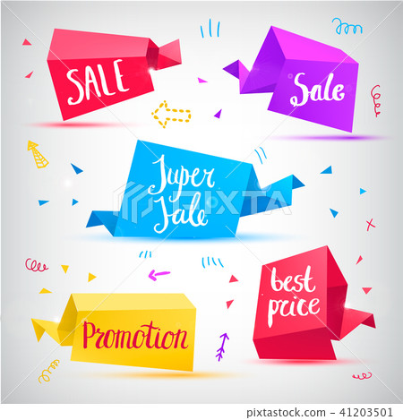 Vector Set Of 3d Banners Tags Stock Illustration 41203501 Pixta