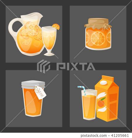 Oranges and orange products vector illustration natural citrus fruit vector juicy tropical dessert 41205661