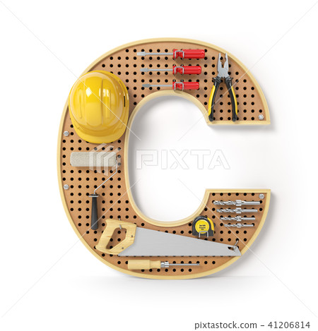 Letter C. Alphabet from tools on pegboard 41206814