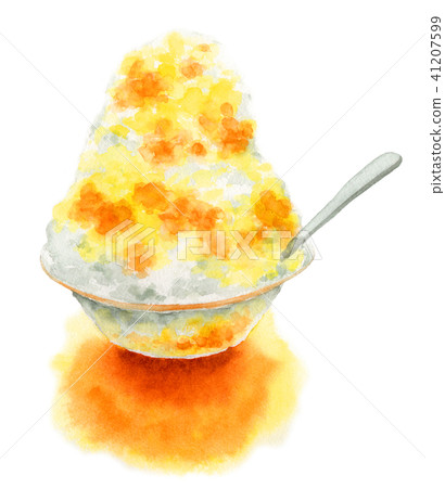 Shrimp with watercolor Mango Orange 41207599