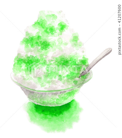 Shaved ice melon painted in watercolor 41207600
