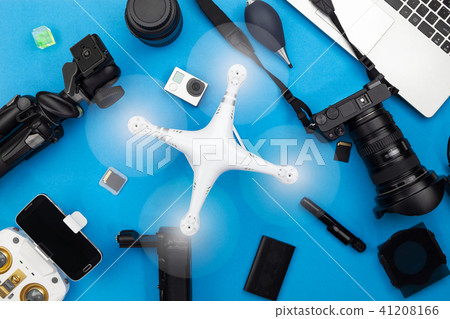 Digital camera with lenses,drone and equipment Digital camera with lenses,drone and equipment 41208166