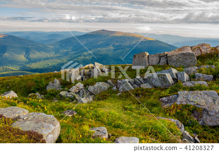 row of boulders on the hillside 41208327