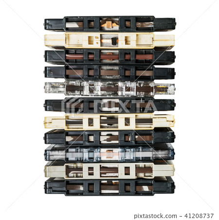 old and dirty audio cassettes isolated on white old and dirty audio cassettes isolated on white 41208737