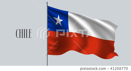 Chile waving flag on flagpole vector illustration Chile waving flag on flagpole vector illustration 41208770