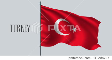 Turkey waving flag on flagpole vector illustration 41208793