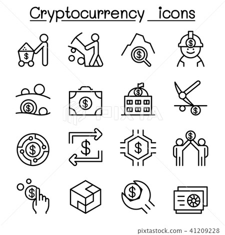 Cryptocurrency icon set in thin line style 41209228