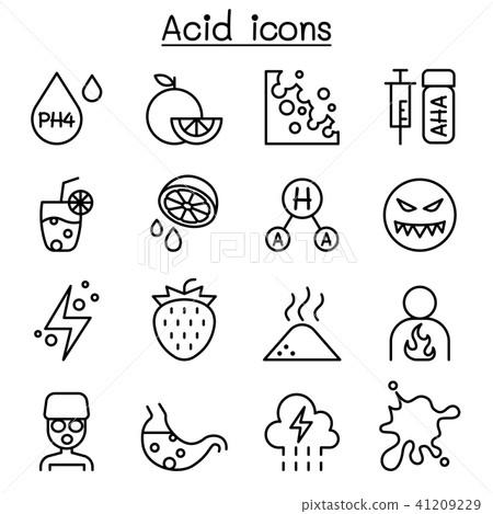 Acid icon set in thin line style 41209229