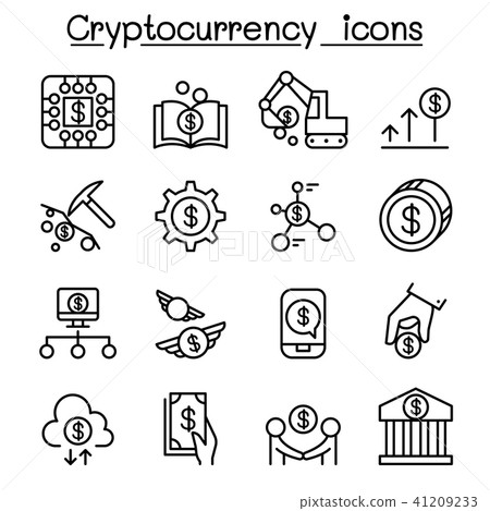 Cryptocurrency icon set in thin line style 41209233
