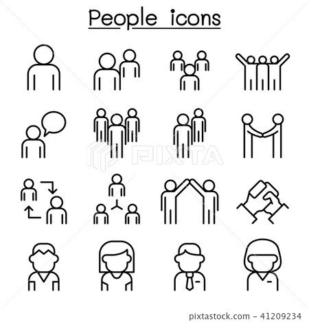 people icon set in thin line style 41209234
