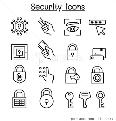 Security icon set in thin line style 41209235