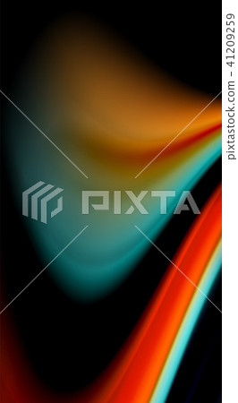 Fluid rainbow colors on black background, vector wave lines and swirls Fluid rainbow colors on black background, vector wave lines and swirls 41209259
