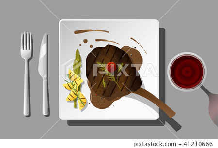 Grilled beef, tomahawk steak with red wine Grilled beef, tomahawk steak with red wine 41210666