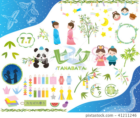 Illustration material of cute Tanabata 41211246