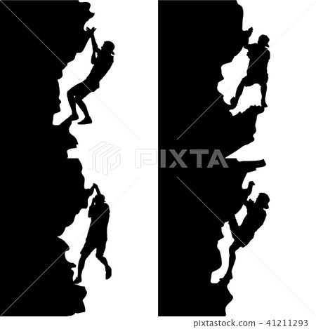 Black set silhouette rock climber on white  41211293
