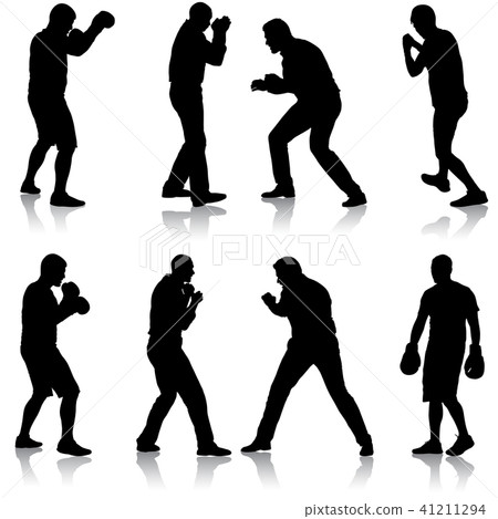 Black set silhouette of an athlete boxer Black set silhouette of an athlete boxer 41211294