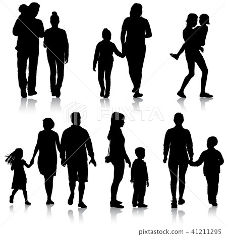 Set silhouette of happy family on a white Set silhouette of happy family on a white 41211295