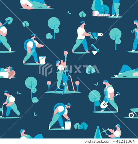 gardeners seamless pattern - Stock Illustration [41211364] - PIXTA