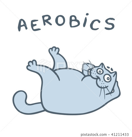 Funny gymnastics with fat cat. Vector illustration 41211433